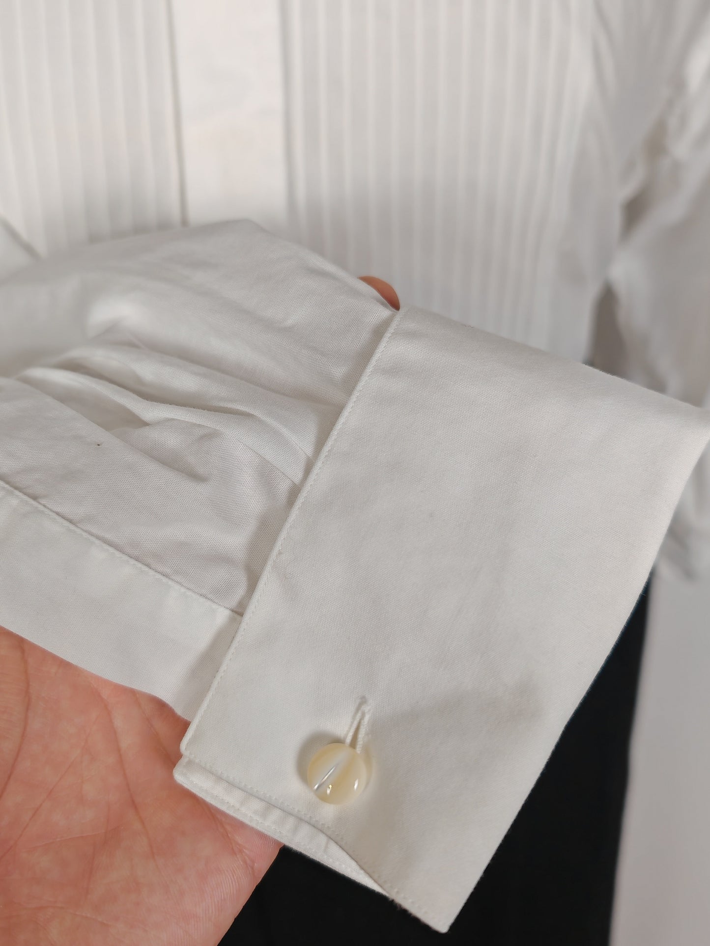 Camicia da smoking vintage collo diplomatico e sparato plissettato - tg. L/XL, collo 42/43