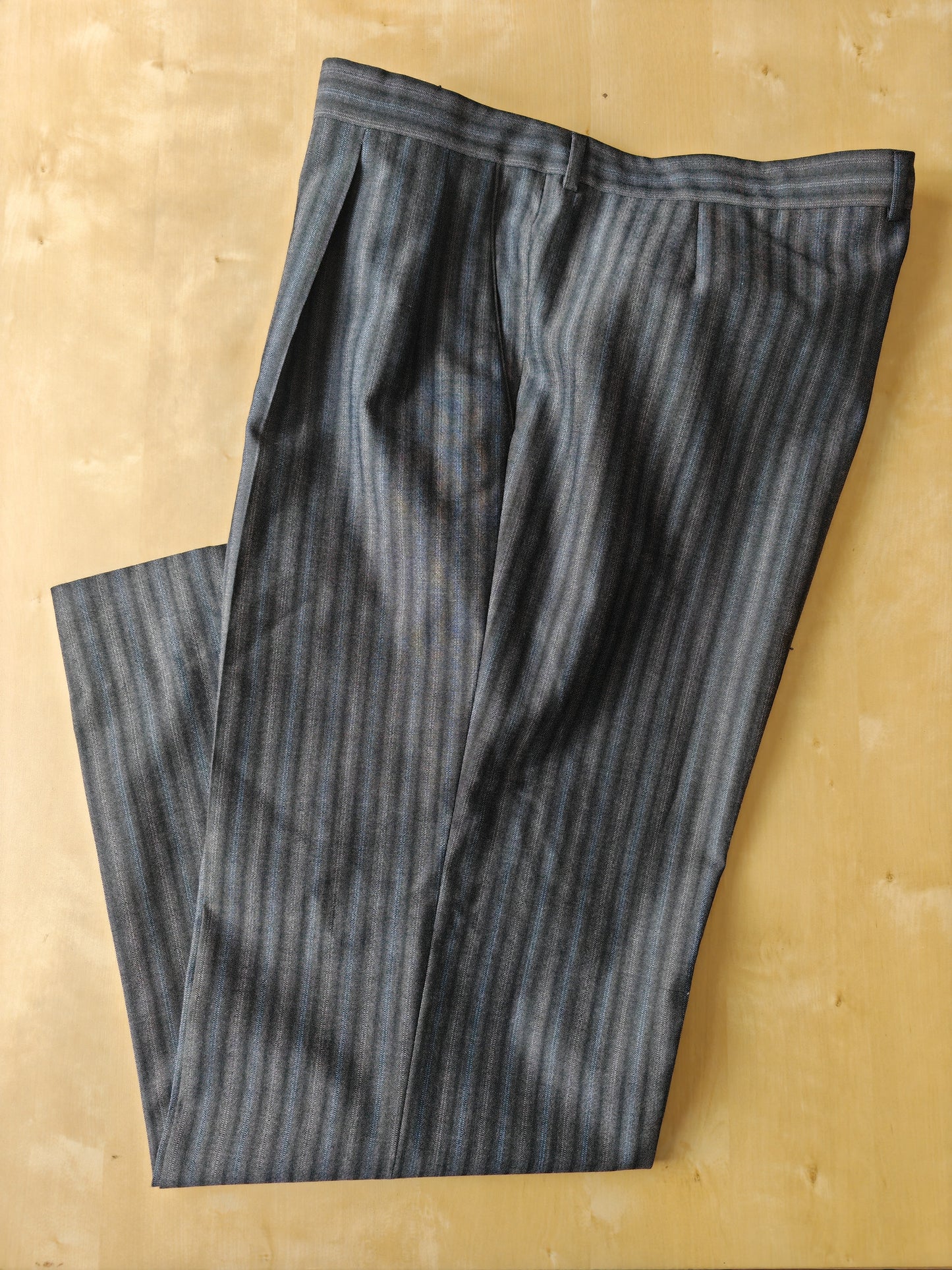 Completo anni '70/'80 tessuto Marzotto grigio a righe fresco lana - tg. 54/56