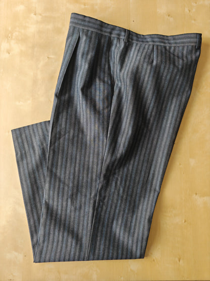 Completo anni '70/'80 tessuto Marzotto grigio a righe fresco lana - tg. 54/56