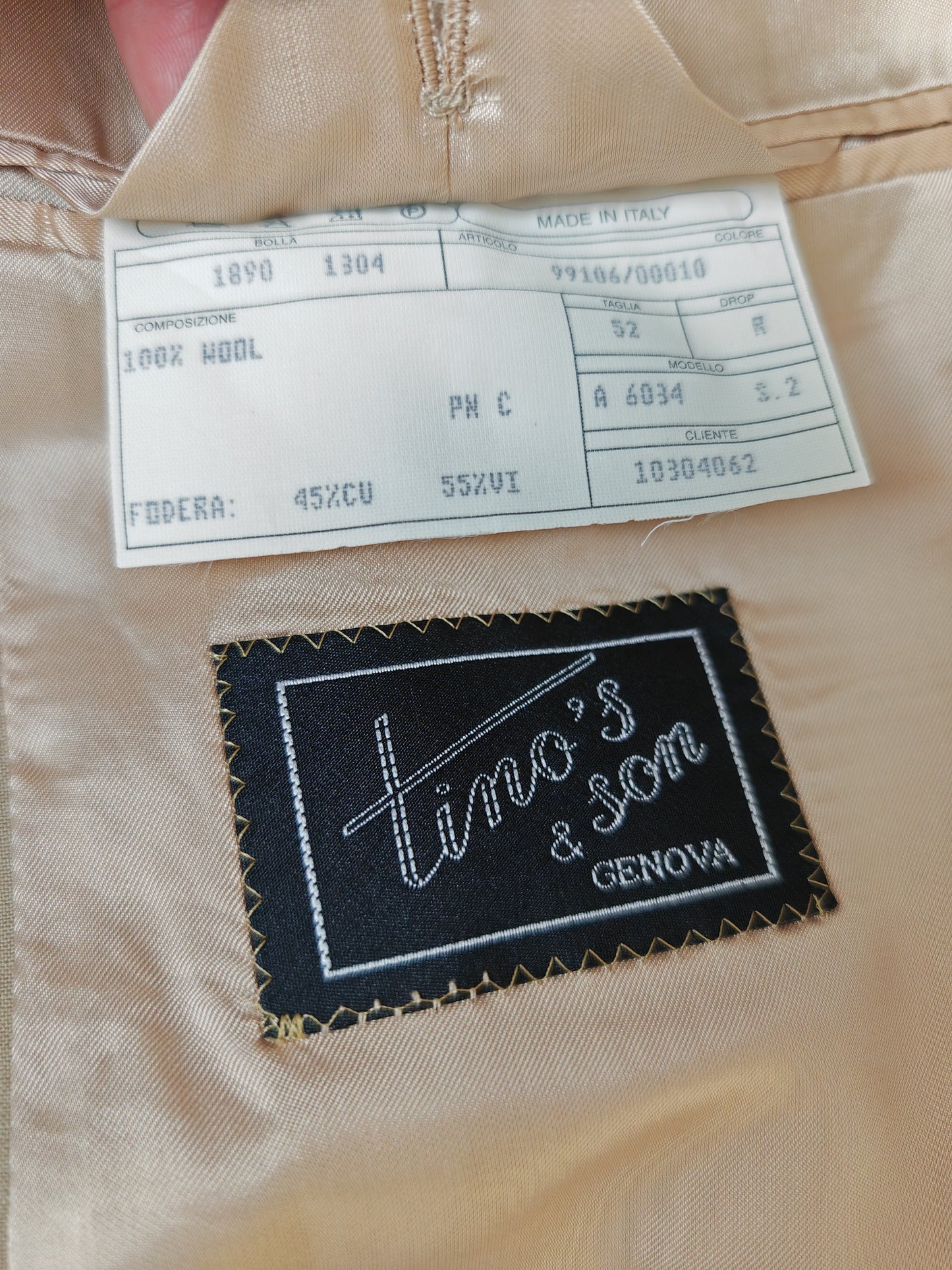 Completo anni '80 in fresco lana beige - tg. 52