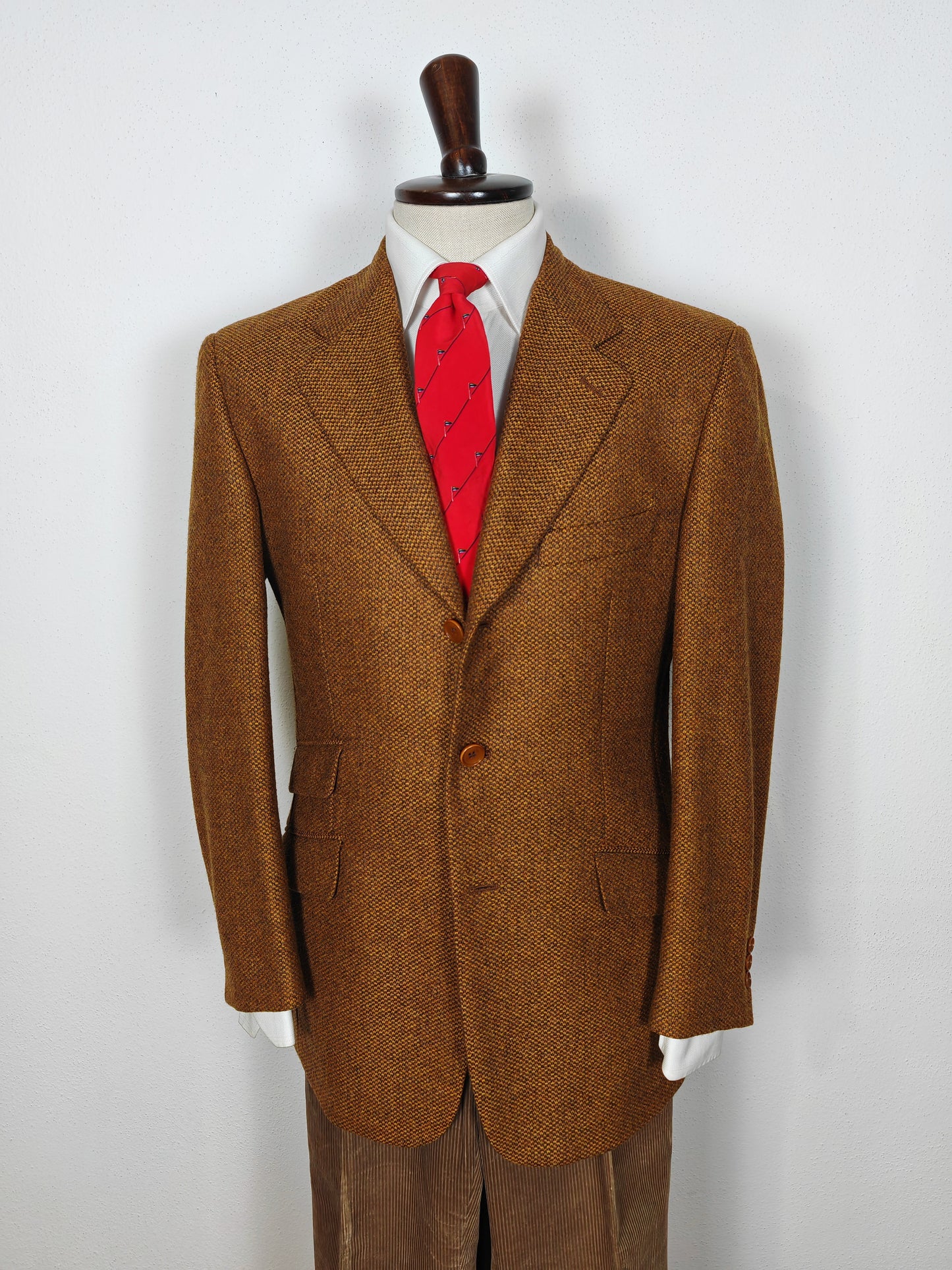 Giacca Yves Saint Laurent in tweed scozzese Crombie color tabacco - tg. 48