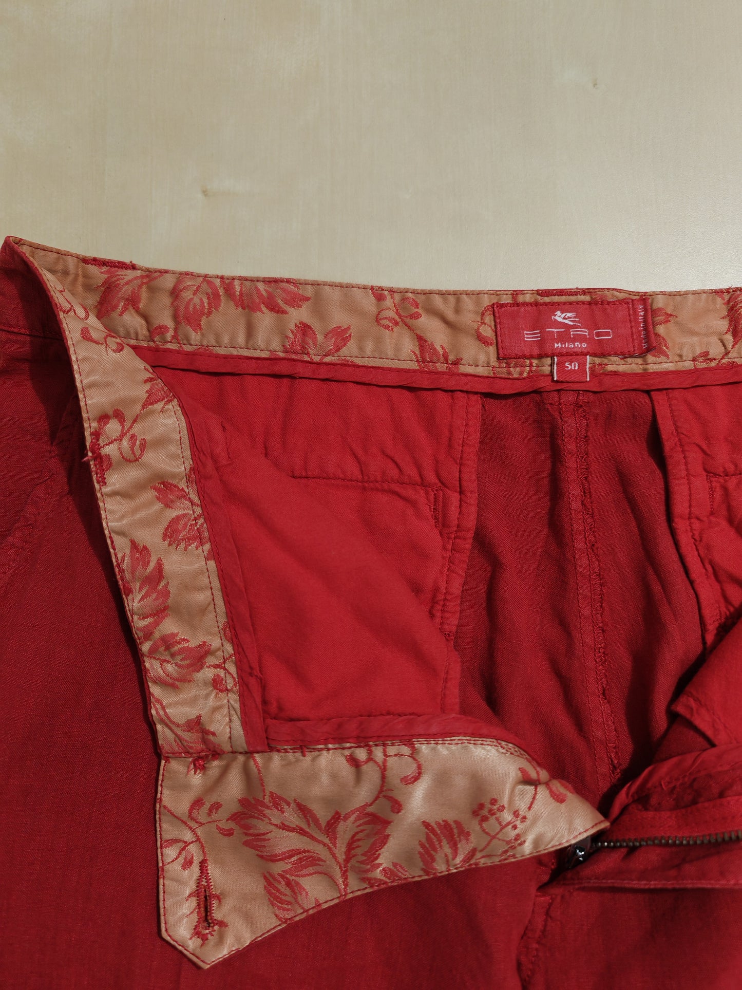 Pantalone Etro rosso 100% lino - tg. 50