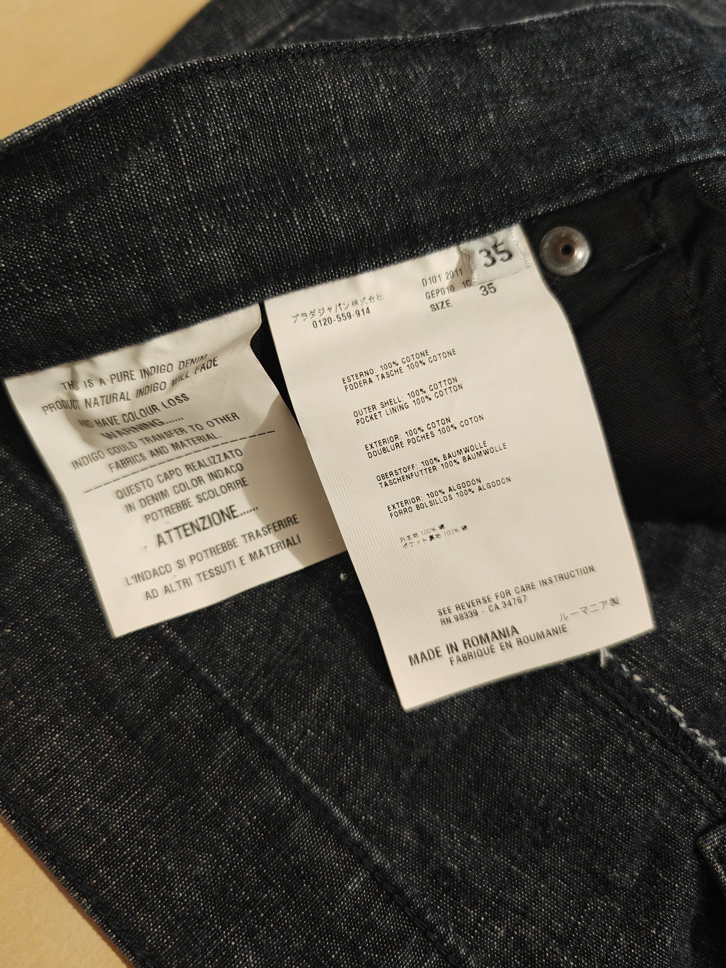 Jeans Prada tinto indaco naturale - tg. 50