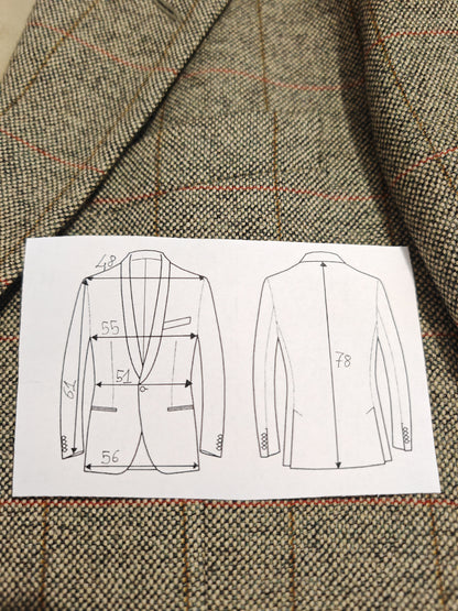 Giacca anni '80 in tweed cachi finestrato - tg. 50