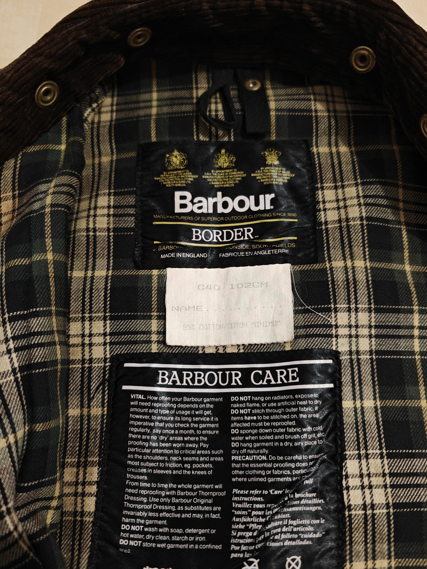 Barbour Border 1988 verde, C40/102cm (= 50)