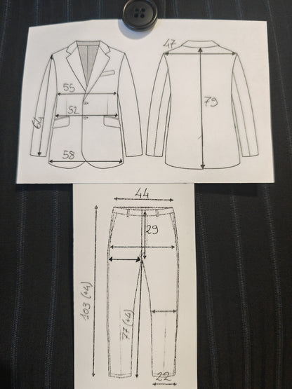 Completo anni '90 blu notte gessato - tg. 50