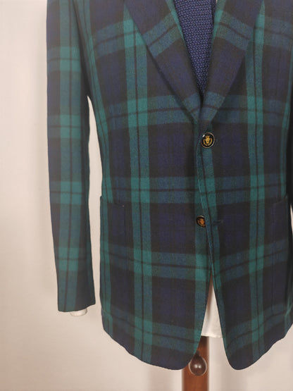 Blazer anni '80 in flanella tartan tipo Black Watch - tg. 48/50