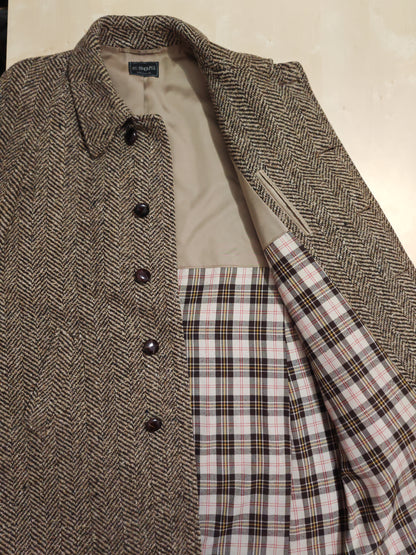 Cappotto anni '70 in tweed spigato, lunghezza tre quarti - tg. 48-50