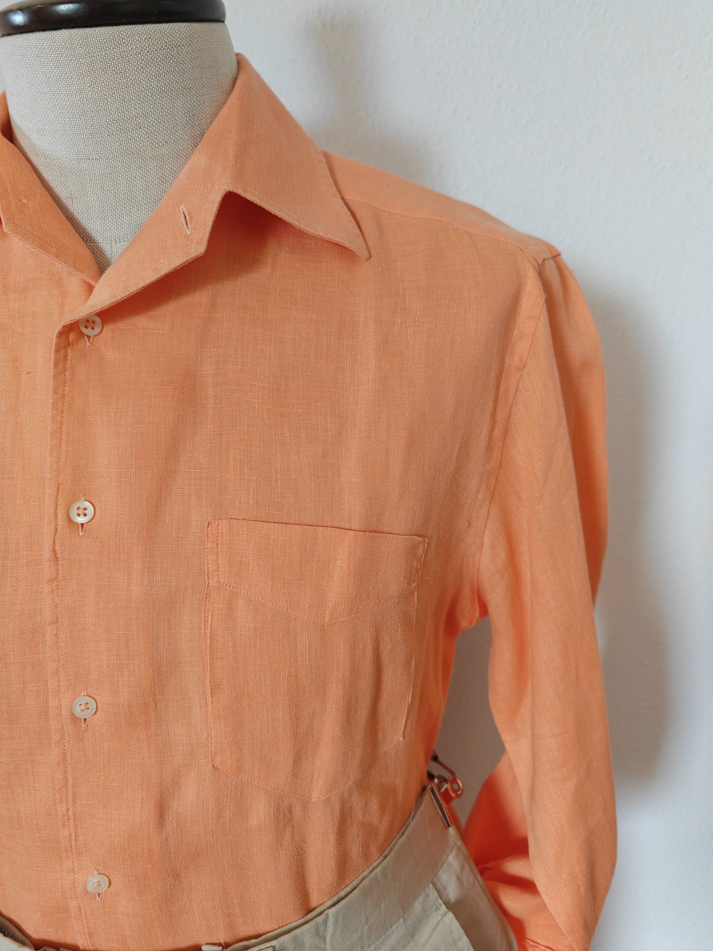 Camicia arancione 100% lino - collo 38 (S/M)