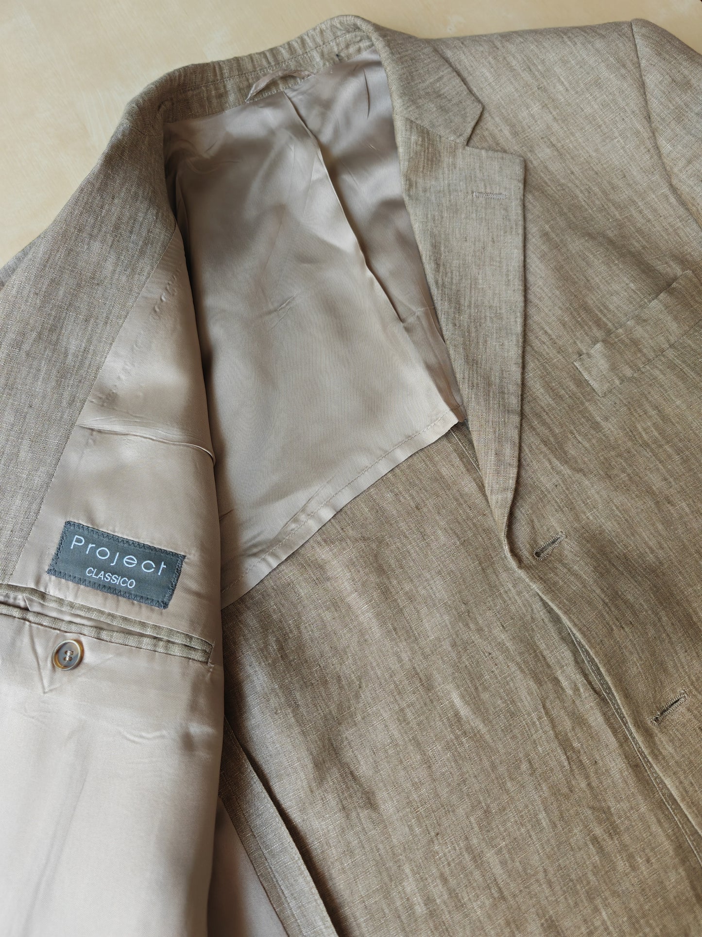 Completo in puro lino color corda - tg. 54