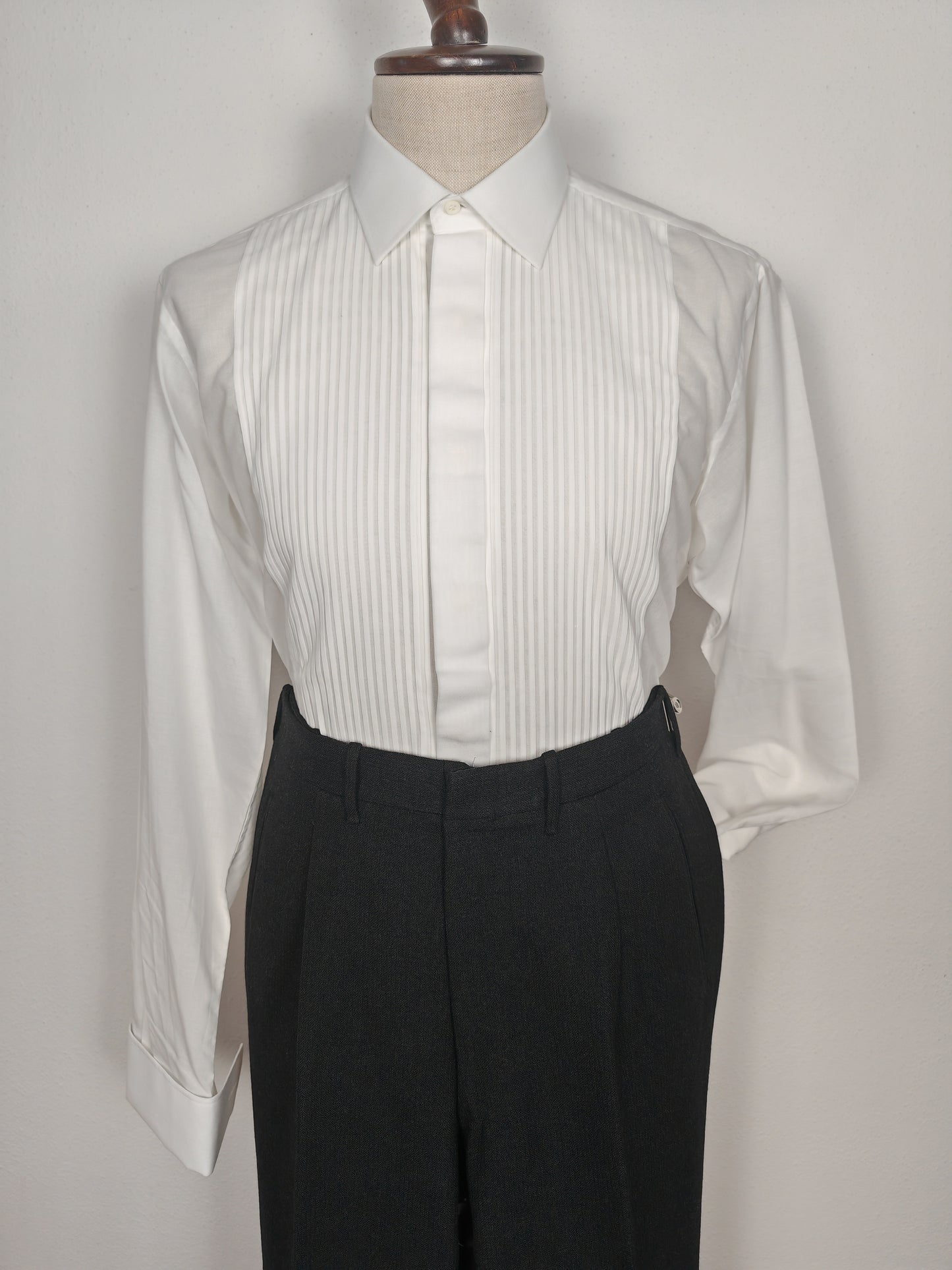 Camicia da smoking anni '70/'80 con sparato plissettato - tg. L collo 41