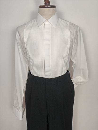 Camicia da smoking anni '70/'80 con sparato plissettato - tg. L collo 41