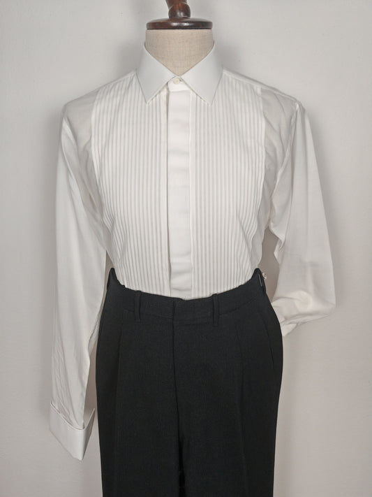 Camicia da smoking anni '70/'80 con sparato plissettato - tg. L collo 41