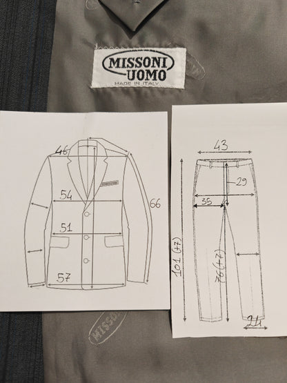 Completo Missoni in fresco lana gessato anni '80 - tg. 50