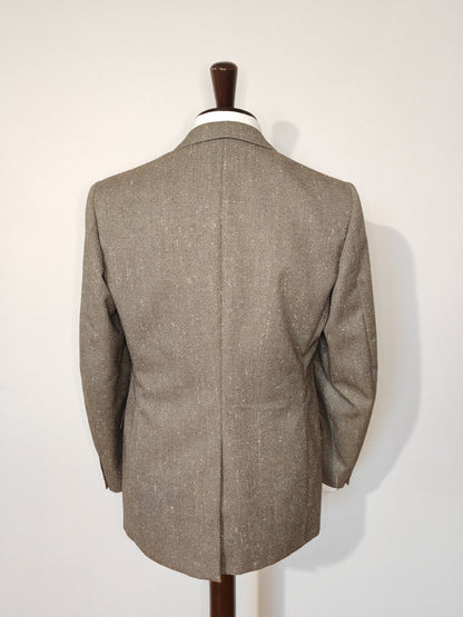 70s grey jacket, boutonné tweed - size 48/50