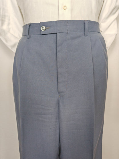 Completo anni '70 in tela di lana azzurro carta da zucchero - tg. 50