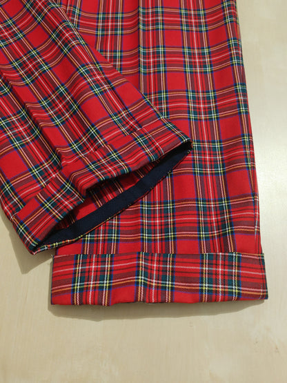 Due pezzi sartoriale in tartan Royal Stewart, tessuto Holland & Sherry - tg. 54