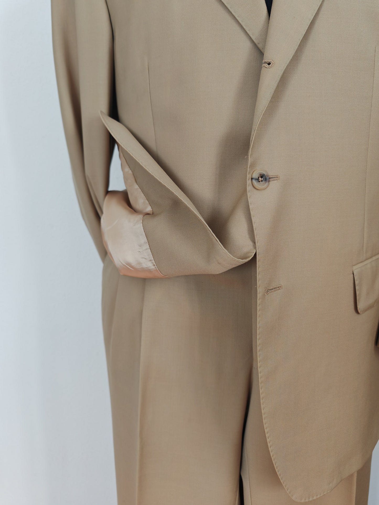 Completo anni '80 in fresco lana beige - tg. 52