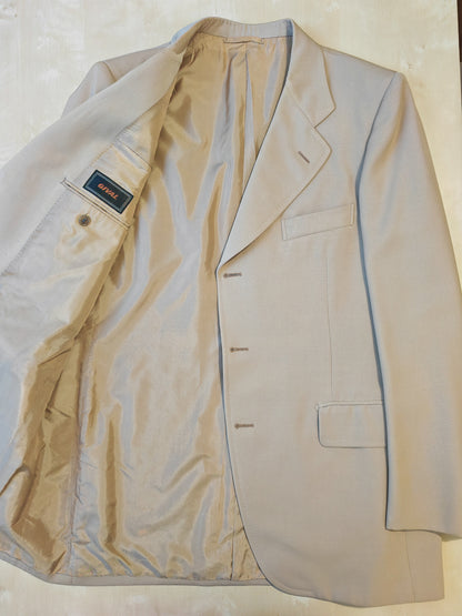 Completo anni '70 in twill di lana beige - tg. 50/52