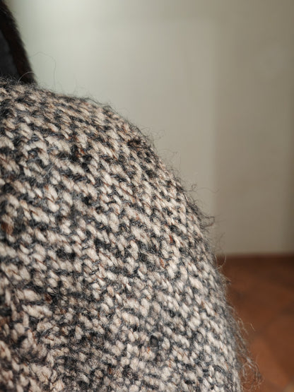 Cappotto Burberrys anni '80 in Irish tweed collo visone - tg. 46