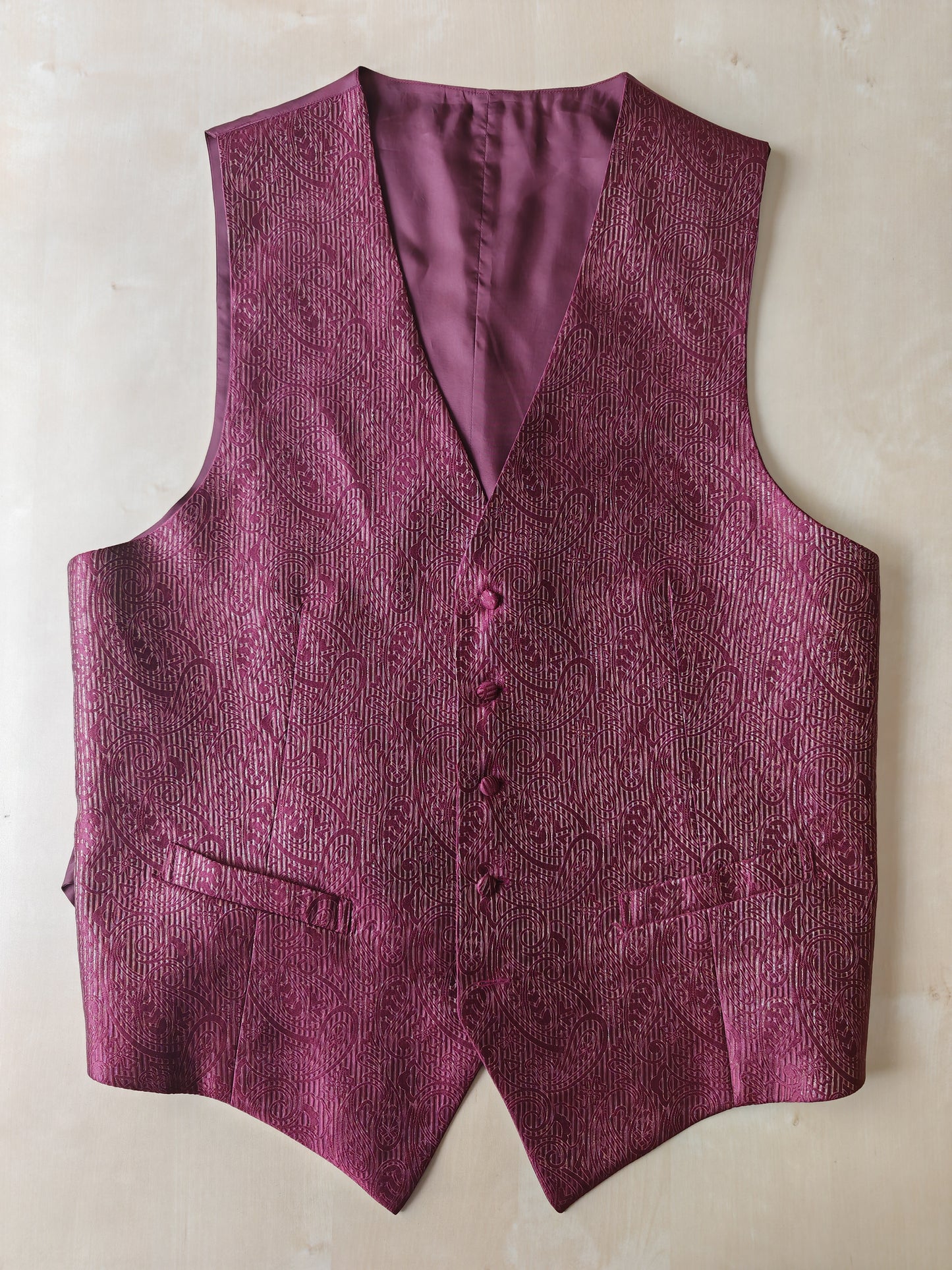 Panciotto anni '80 in pura seta canneté damascata - M