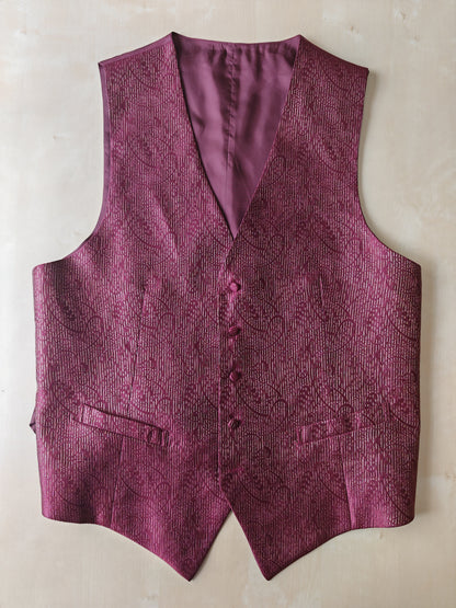 Panciotto anni '80 in pura seta canneté damascata - M