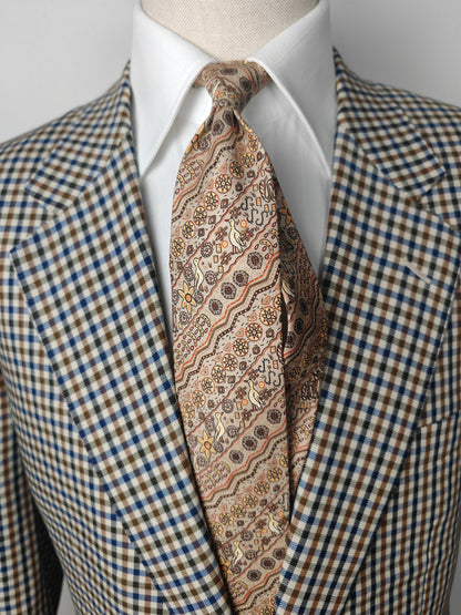 Cravatta Hermès 7640 TA fantasia geometrica e animali