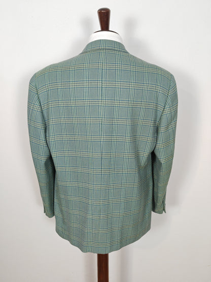 Giacca Corneliani anni '80 check verde acquamarina - tg. 54/56