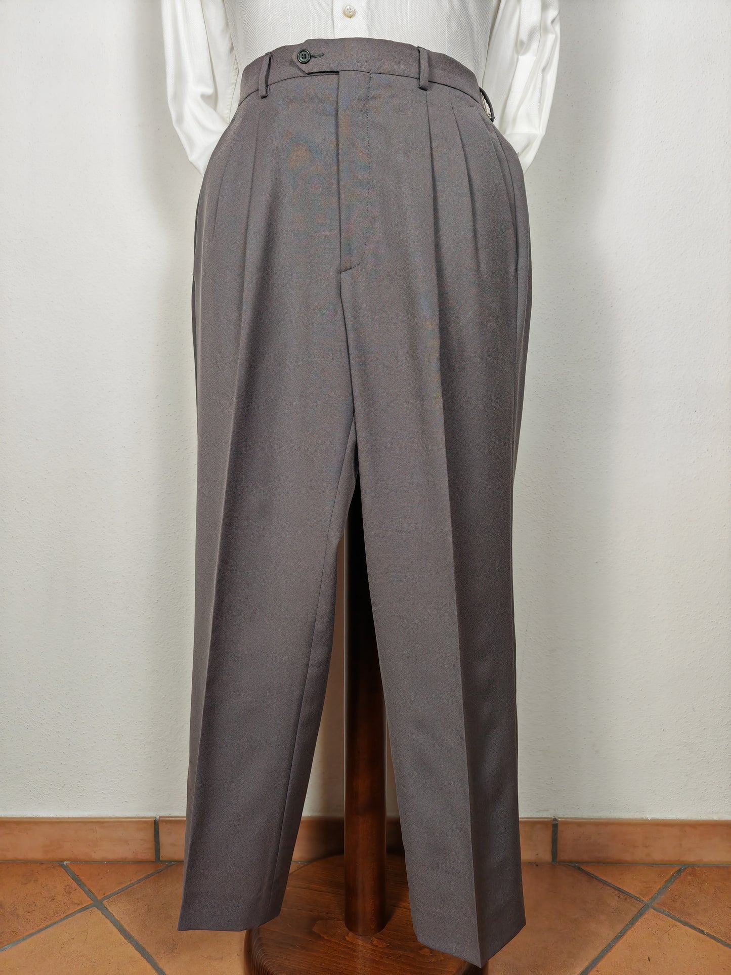 Completo anni '80 in fresco lana verde-grigio - tg. 50/52