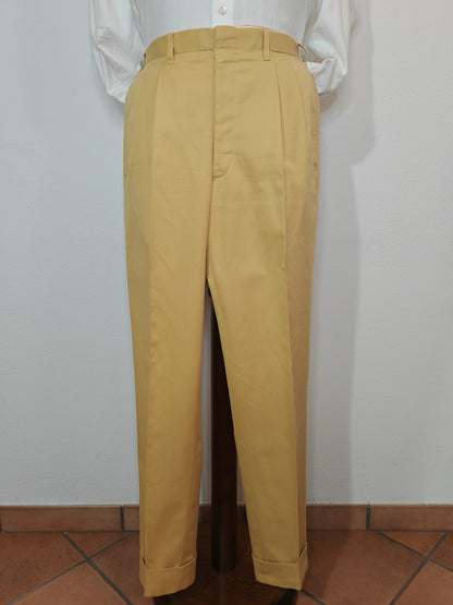 Pantalone sartoriale su misura in twill di cotone giallo crema - tg. 48