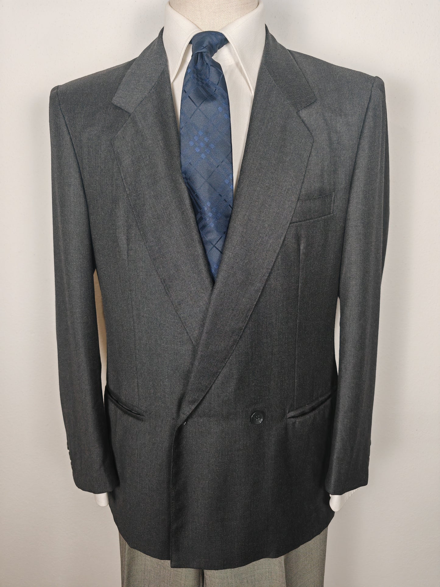 Giacca doppiopetto 2×1 in flanella grigia (full canvas) - tg. 50