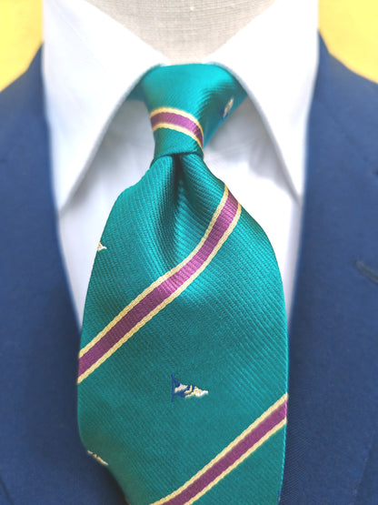 Cravatta Yves Saint Laurent verde acqua righe regimental