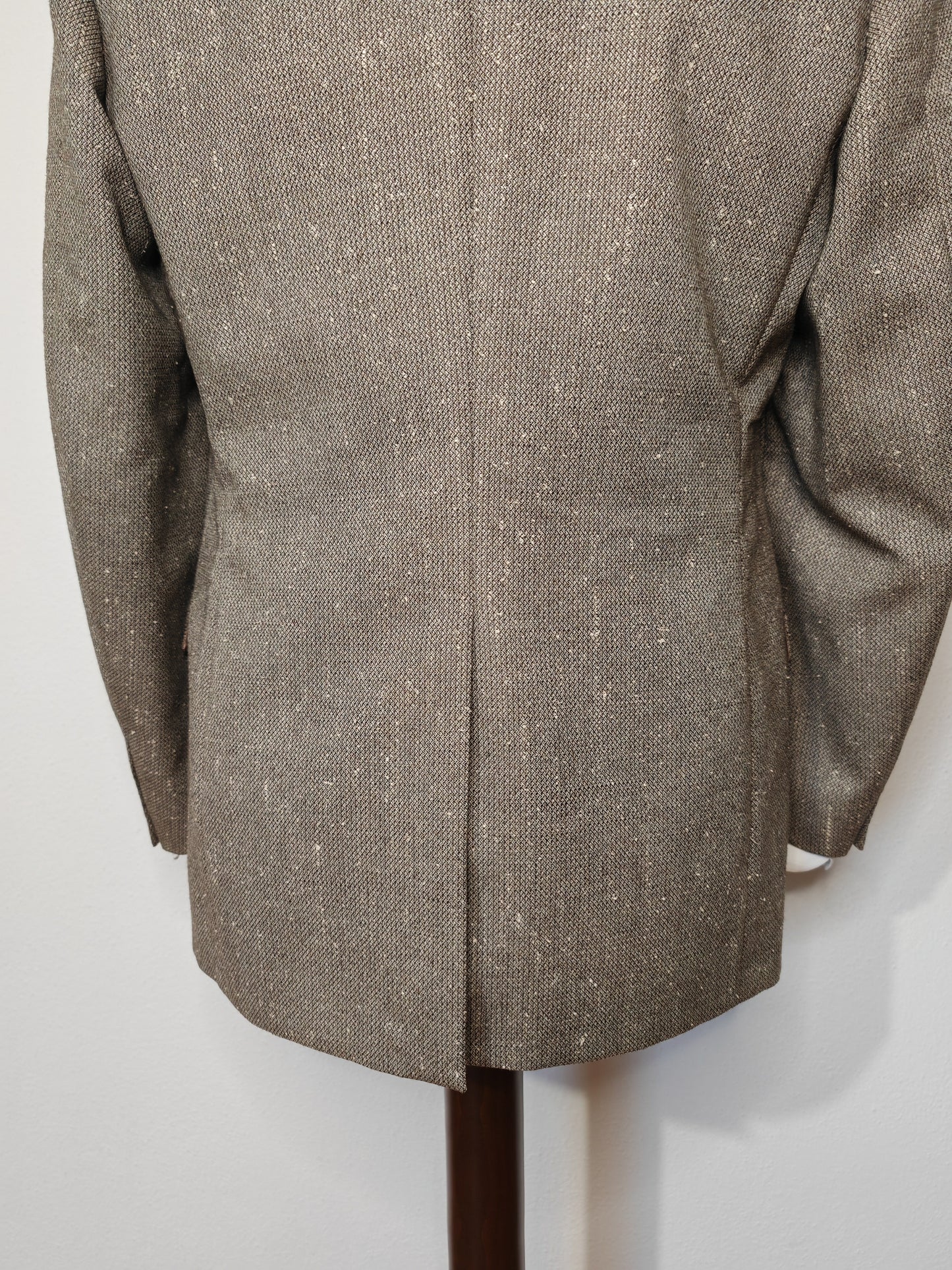 70s grey jacket, boutonné tweed - size 48/50