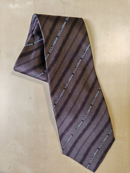 Dolce & Gabbana, striped tie with logos