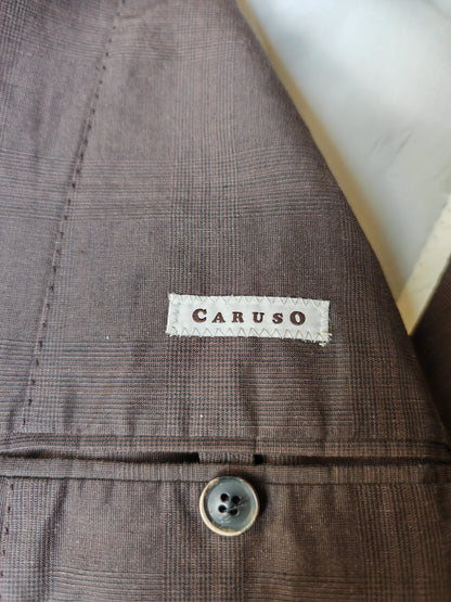 Caruso summer jacket, brown Glen check - size 52/54