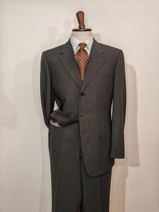 Completo Corneliani linea sartoria in fresco lana antracite gessato - tg. 52