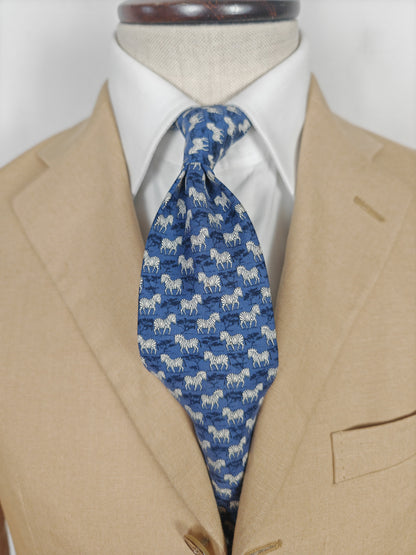 Cravatta Hermès 7110 OA con zebre e savana