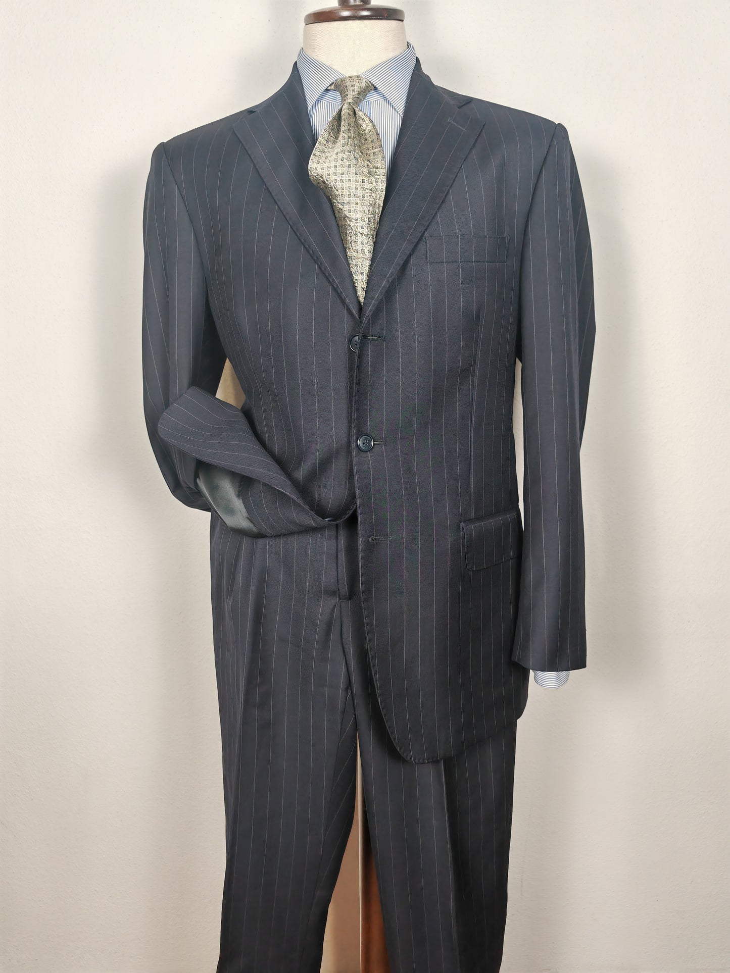 Completo in twill di lana blu gessato - tg. 50/52