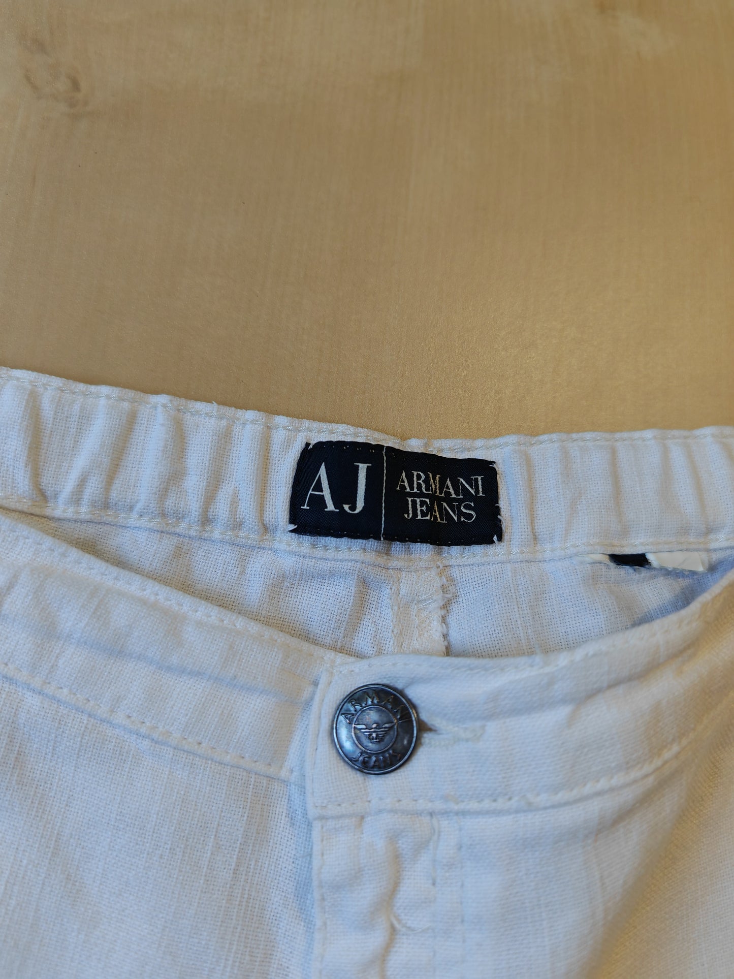 Pantalone/jeans Armani bianco 100% lino - W35 (50)