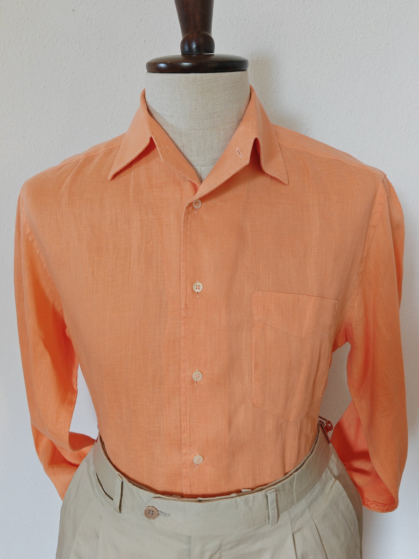 Camicia arancione 100% lino - collo 38 (S/M)