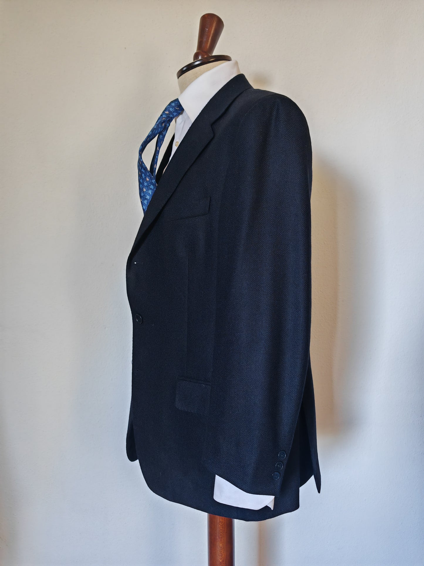 Giacca Cantarelli blu spigato tess. Loro Piana misto cashmere - tg. 54