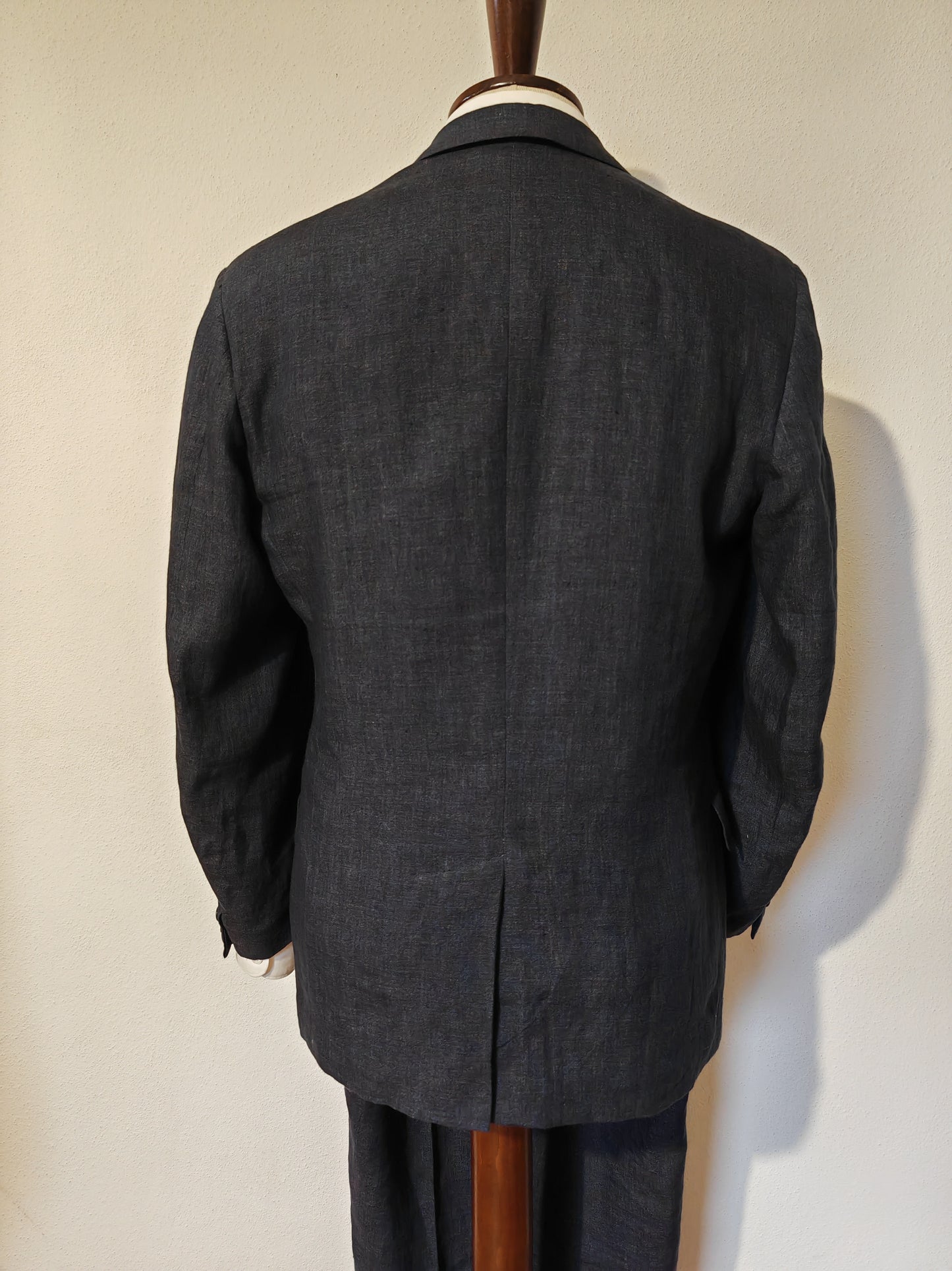 Blue suit, 100% linen - size 48