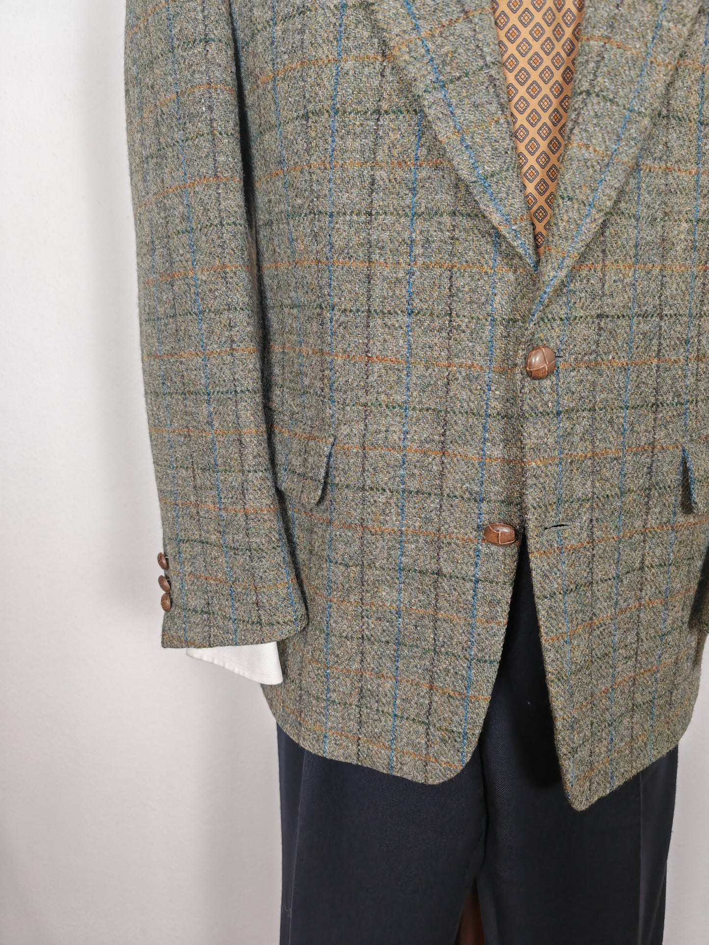 Giacca anni '80 in Harris Tweed finestrato - tg. 52/54