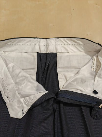 Completo 3 pezzi anni '90 in fresco lana blu gessato - tg. 50