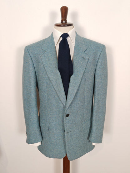 Giacca anni '80/'90 in tweed azzurro-verde acquamarina - tg. 52/54