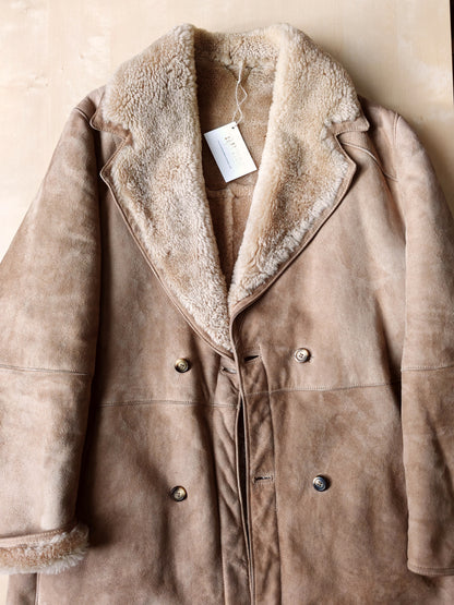 Montone shearling anni '70 doppiopetto color cammello - L/XL