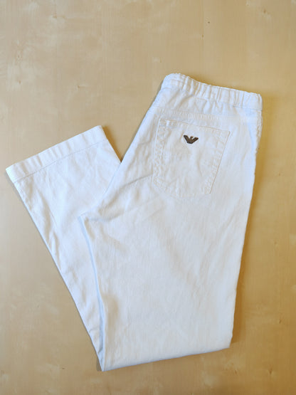 Pantalone/jeans Armani bianco 100% lino - W35 (50)