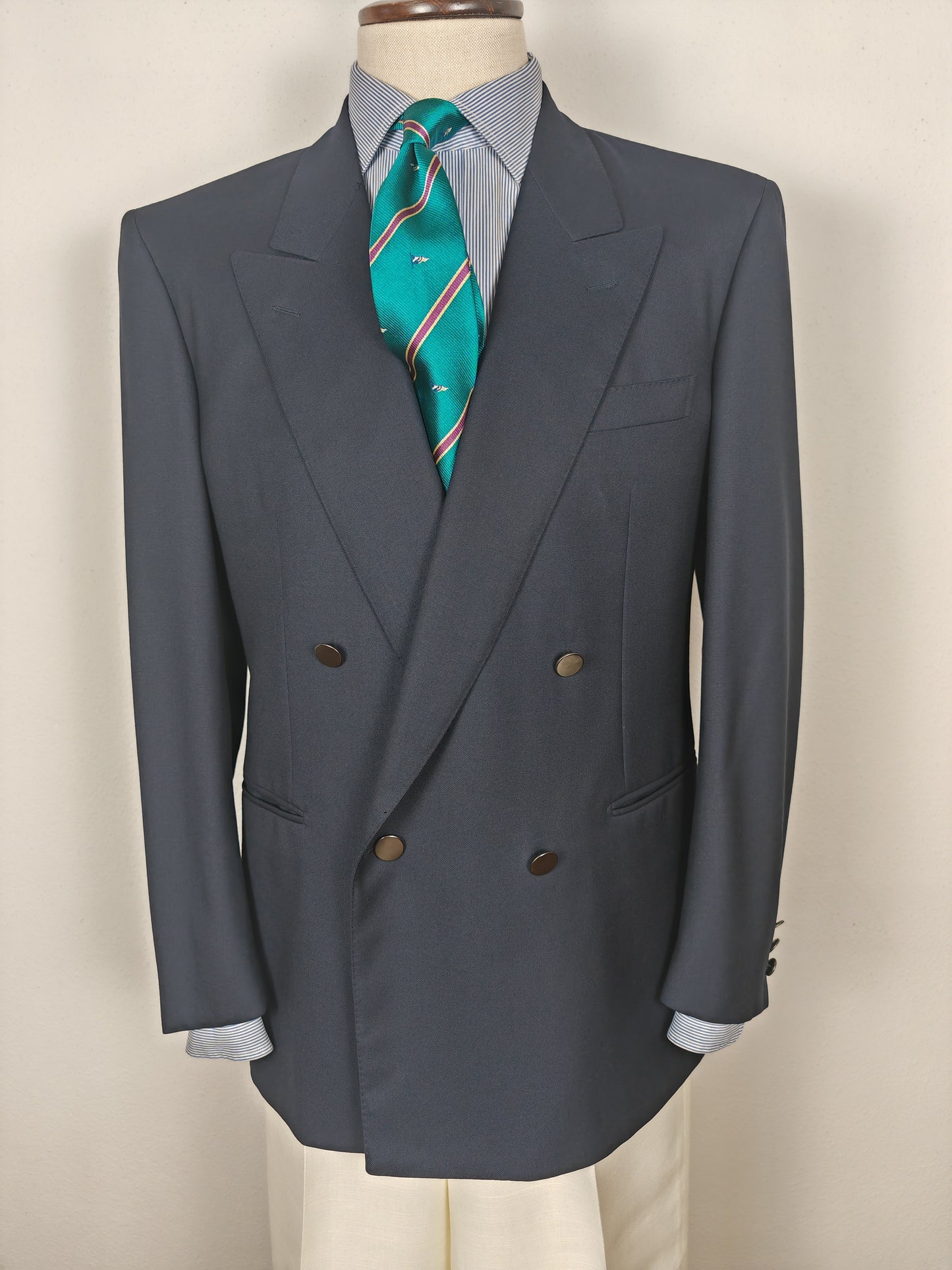 Blazer navy doppiopetto in twill pettinato - tg. 48