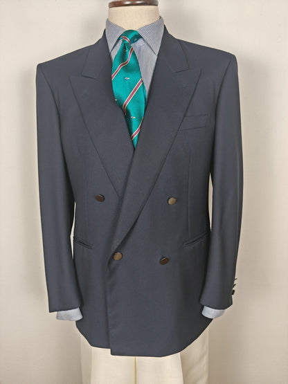 Blazer navy doppiopetto in twill pettinato - tg. 48