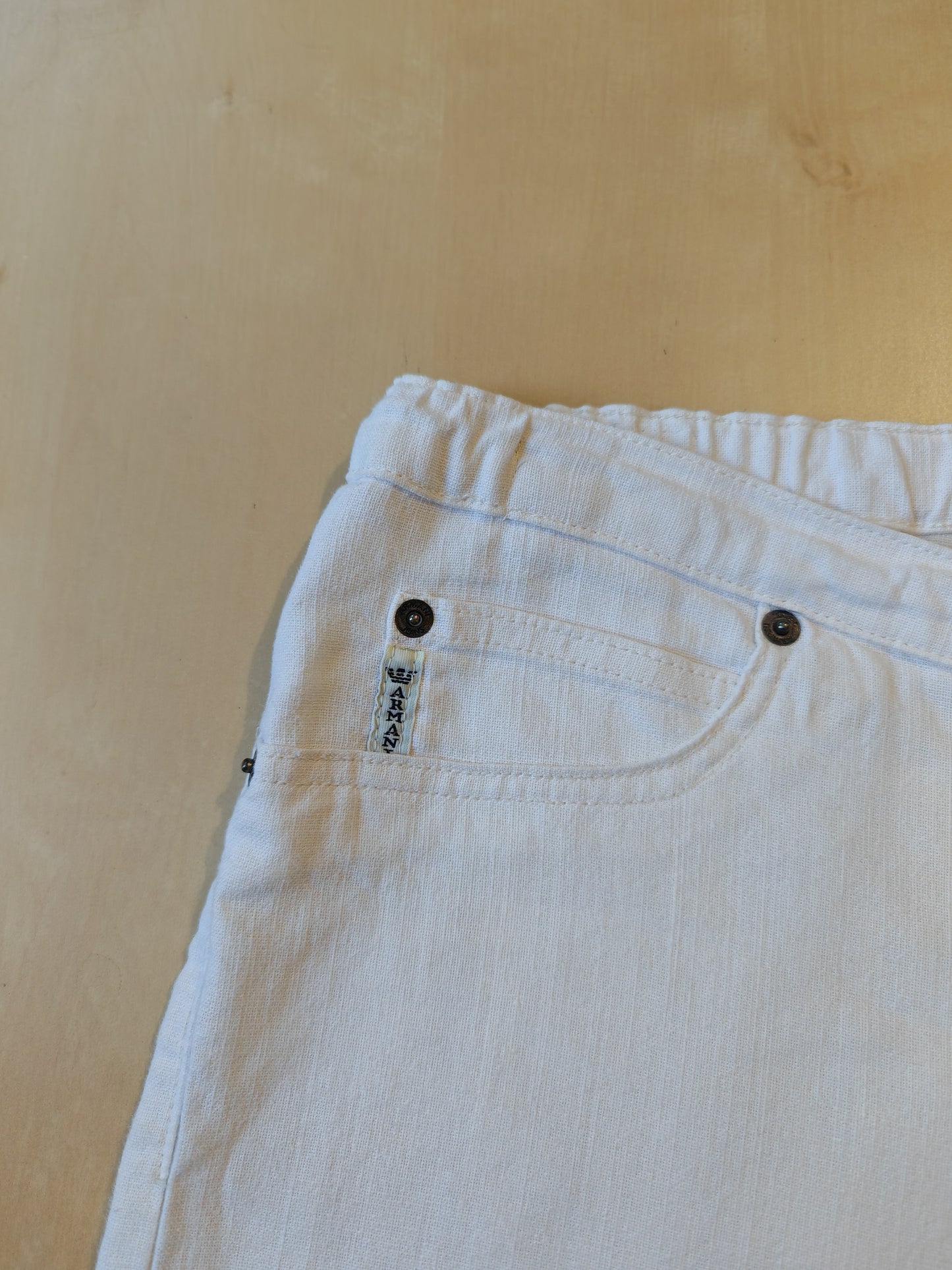 Pantalone/jeans Armani bianco 100% lino - W35 (50)